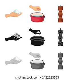 Vector illustration of cooking and sea logo. Collection of cooking and baking stock symbol for web.