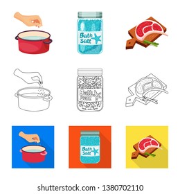 Vector illustration of cooking and sea sign. Set of cooking and baking   vector icon for stock.