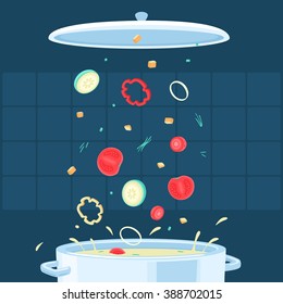 Vector Illustration Cooking Soup