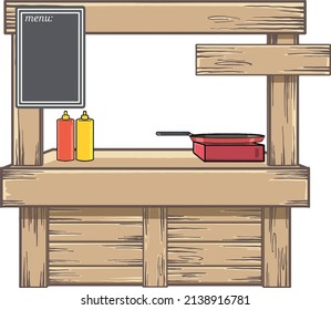 vector illustration of a cooking station of a food stall