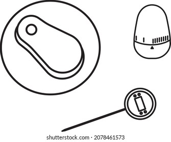 Vector illustration of cooking steak tools for design
