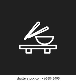 Vector Illustration Of Cooking Symbol On Asian Cusine Outline. Premium Quality Isolated Noodles Bowl Element In Trendy Flat Style.