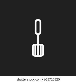Vector Illustration Of Cooking Symbol On Spatula Outline. Premium Quality Isolated Trowel Element In Trendy Flat Style.