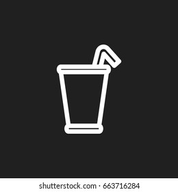 Vector Illustration Of Cooking Symbol On Milkshake Outline. Premium Quality Isolated Take Away Element In Trendy Flat Style.