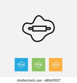 Vector Illustration Of Cooking Symbol On Dough Outline. Premium Quality Isolated Rolling Pin Element In Trendy Flat Style.