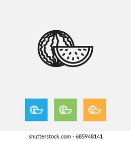 Vector Illustration Of Cooking Symbol On Watermelon Outline. Premium Quality Isolated Melon Element In Trendy Flat Style.