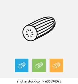 Vector Illustration Of Cooking Symbol On Cucumber Outline. Premium Quality Isolated Zucchini Element In Trendy Flat Style.