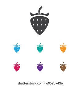 Vector Illustration Of Cooking Symbol On Strawberry Icon. Premium Quality Isolated Berries Element In Trendy Flat Style.