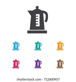 Vector Illustration Of Cooking Symbol On Electric Teapot Icon. Premium Quality Isolated Kettle Element In Trendy Flat Style.