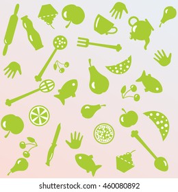 Vector illustration of cooking things and foods