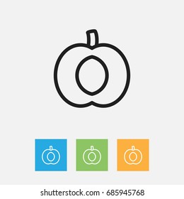 Vector Illustration Of Cookware Symbol On Nectarine Outline. Premium Quality Isolated Apricot Element In Trendy Flat Style.