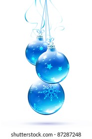 Vector illustration of cool blue Christmas decorations