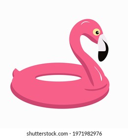 vector illustration of cool bright summer inflatable pink flamingo for pool