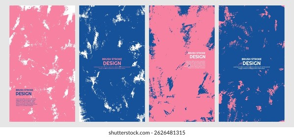 Vector illustration. Cool bright wallpapers with paint brush strokes mess. Hand drawn abstract color backgrounds set. Design elements for flyer, voucher, coupon, leaflet, social media template