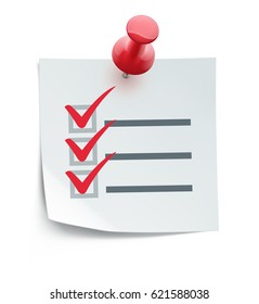 Vector illustration of cool check list with red push pin 