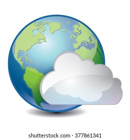 Vector illustration of cool cloud based sharing global concept icon