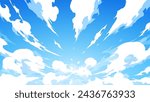 Vector illustration of cool clouds and sky background rising from the center_Effect style_16:9