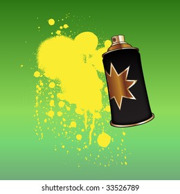 Vector Illustration of cool color spray aerosol, decorated with color drops.
