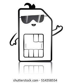 Vector illustration of a cool cute sim card