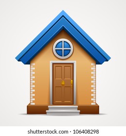 Vector illustration of cool detailed house icon isolated on white background.