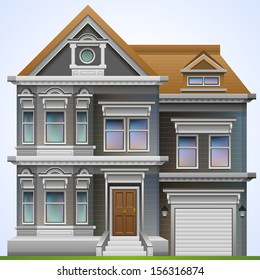 Vector illustration of cool detailed house. 