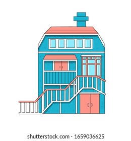Vector illustration of cool detailed house  isolated on white background. Villa. House.