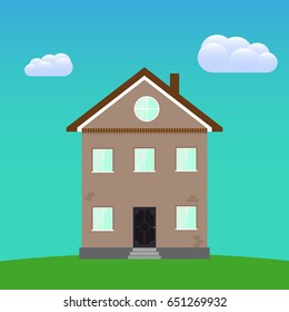 Vector illustration of cool detailed house icon isolated on white background.