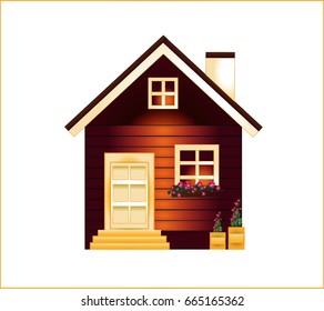 Vector illustration of cool detailed house icon isolated on white background.