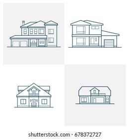 Vector illustration of cool detailed house icon isolated on white background. Villa. Country house. Project. Project. Set.