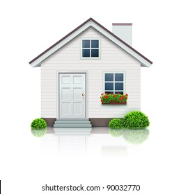 Vector illustration of cool detailed house icon isolated on white background.