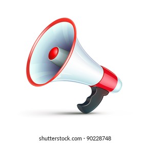 Vector illustration of cool detailed megaphone icon isolated on white background. svg