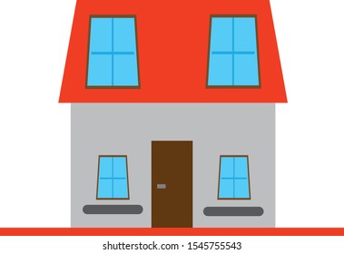 Vector illustration of cool detailed red house icon isolated on white background.