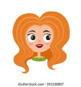 Vector illustration of cool female avatar. Portrait of glamorous woman with make up and avant-garde hairstyle in cartoon style.