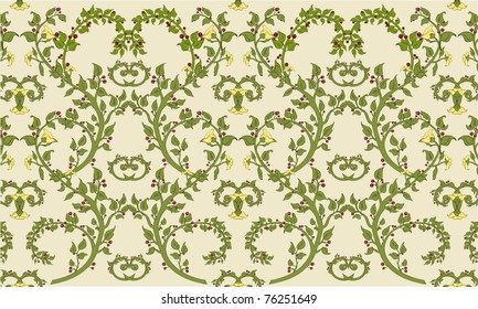 Vector illustration of cool floral background in rococo style