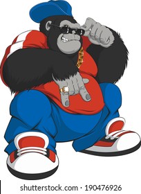 Vector illustration: cool gorilla in a tracksuit