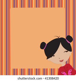 Vector Illustration of cool invitation frame with funky Young girl