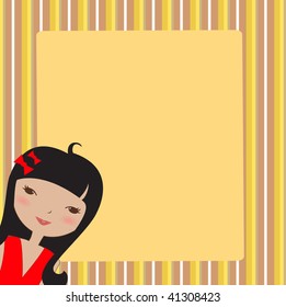 Vector Illustration of cool invitation frame with funky Young girl