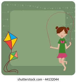 Vector Illustration of cool invitation frame with funky Young girl