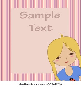 Vector Illustration of cool invitation frame with funky Young girl