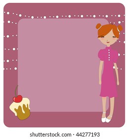 Vector Illustration of cool invitation frame with funky Young girl