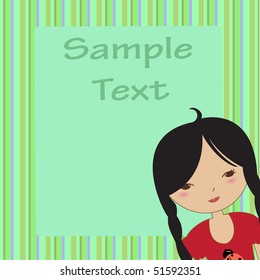 Vector Illustration of cool invitation frame with funky Young girl