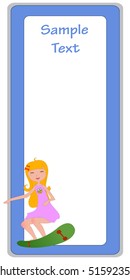 Vector Illustration of cool invitation frame with funky Young girl
