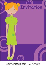 Vector Illustration of cool invitation frame with funky Young girl