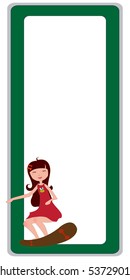 Vector Illustration of cool invitation frame with funky Young girl