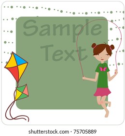 Vector Illustration of cool invitation frame with funky Young girl