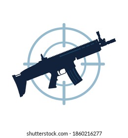 Vector illustration of a cool silhouette of a weapon or gun target. good for Logo, icon or symbol etc.