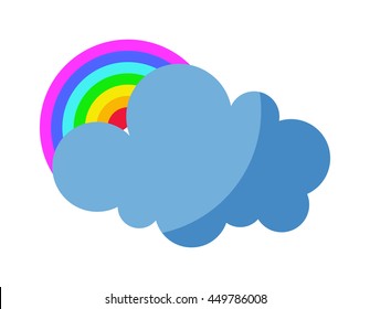 Vector illustration of cool single cloud and rainbow
