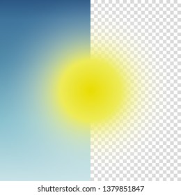 Vector illustration of cool single weather icon with shiny sun isolated on sky and transparent background