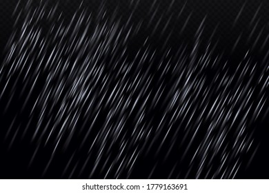 Vector illustration of cool single weather  with cloud and heavy fall rain isolated on black  transparent background.Storm and falling water drops texture.