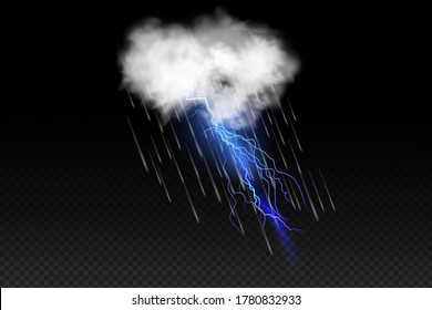 Vektorgrafik von kühlem Einmalwetter mit Wolke und starkem Regen einzeln auf schwarz-transparentem Hintergrund.Sturm und fallendes Wasser tropft Textur.